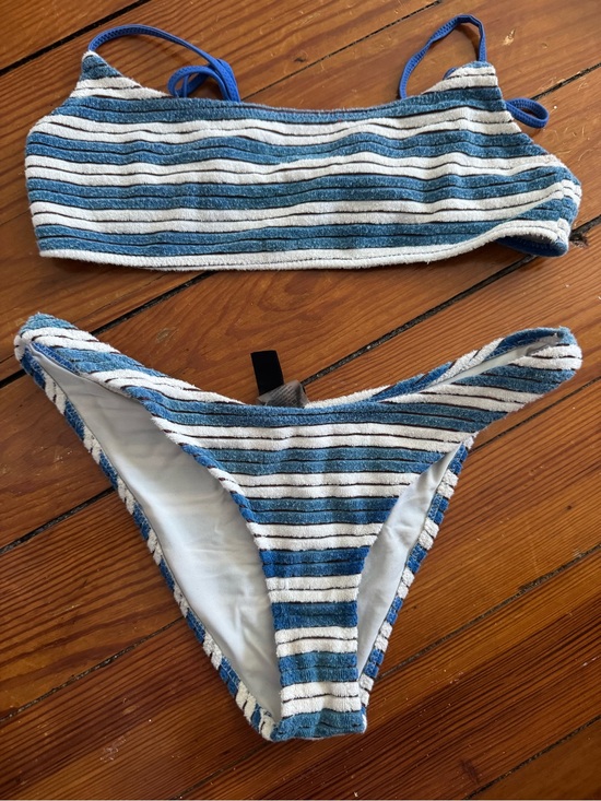 triangl swimwear Other - Triangl white and blue striped bikini set